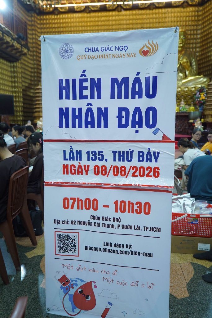 LAN TỎA HẠNH NGUYỆN BỒ-TÁT: HƠN 200 TÌNH NGUYỆN VIÊN THAM GIA HIẾN MÁU NHÂN ĐẠO LẦN THỨ 135 TẠI CHÙA GIÁC NGỘ