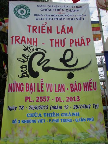 TP.HCM: Triển lãm tranh thư pháp và lễ hội ẩm thực chay tại chùa Thiên Chánh