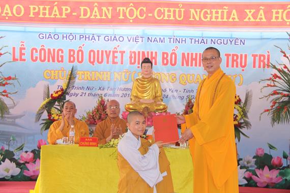 Thái Nguyên: Lễ Công Bố Quyết Định Bổ Nhiệm Trụ Trì Chùa Hương Quang (Trinh Nữ)