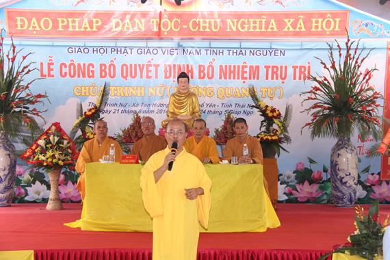 Thái Nguyên: Lễ Công Bố Quyết Định Bổ Nhiệm Trụ Trì Chùa Hương Quang ( Trinh Nữ )