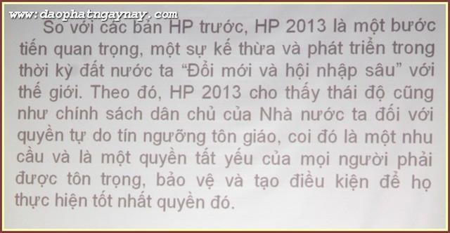 Bình Dương:  Hội Nghị Phổ Biến Hiến Pháp 2013 &amp; Các Văn Bản Pháp Luật Liên Quan Đến Tôn Giáo