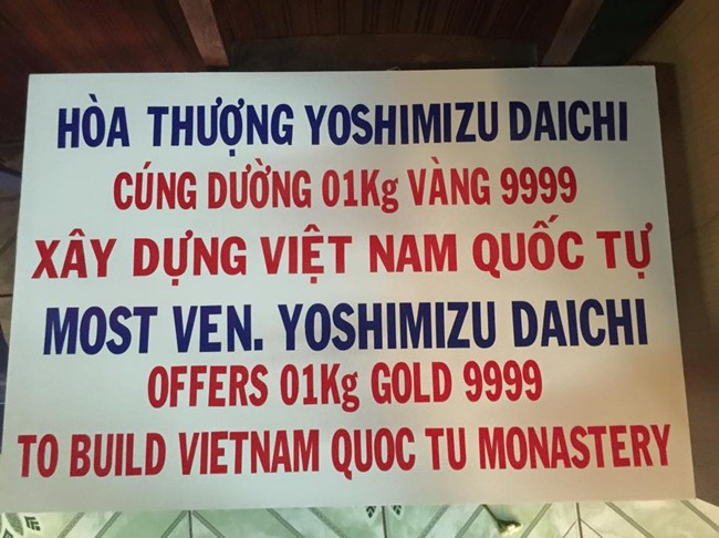 HT Yoshimizu Daichi cúng dường 01 kg vàng xây dựng VN Quốc Tự