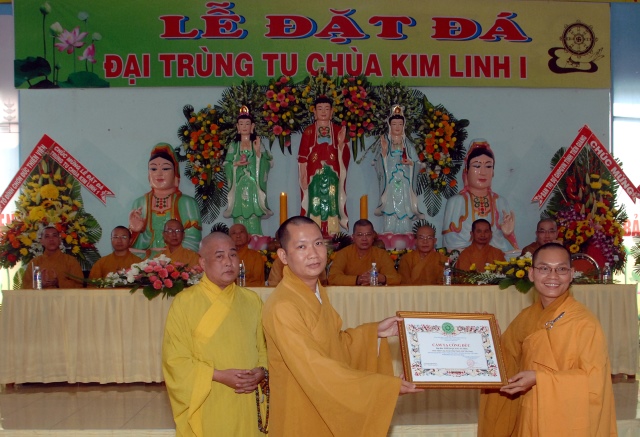 Tiền Giang: Long trọng lễ đặt đá khởi công trùng tu chùa Kim Linh I