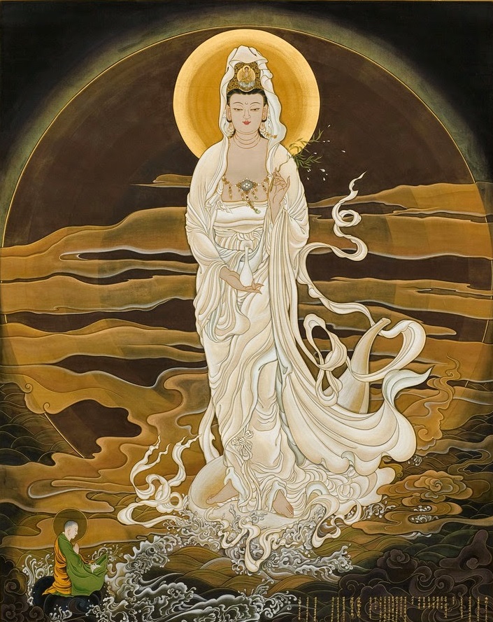 Bo Tat Quan The Am: Một tượng Bo Tát Quán Thế Âm đang nằm trên mây, đôi mắt nhìn nhẹ nhàng trầm lắng. Vật phẩm này rất ý nghĩa trong đời sống tâm linh, đại diện cho lòng từ bi và lòng nhân ái cao quý. Hãy cùng tìm hiểu thêm về hình ảnh này.