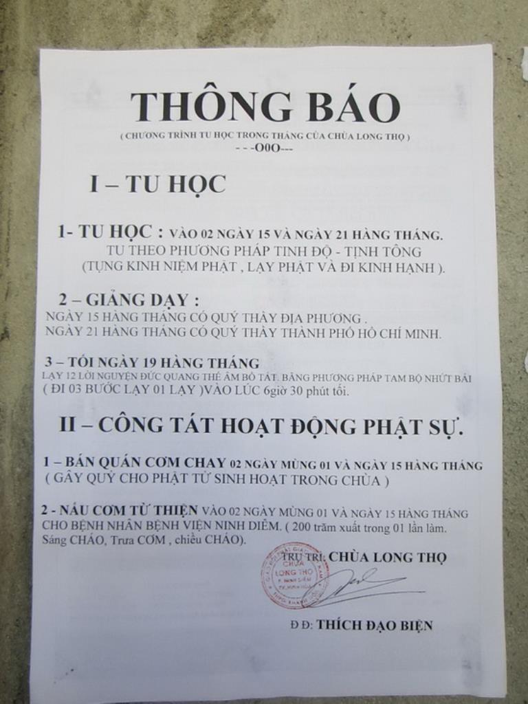 Khóa tu “Một ngày an lạc” ở chùa Long Thọ