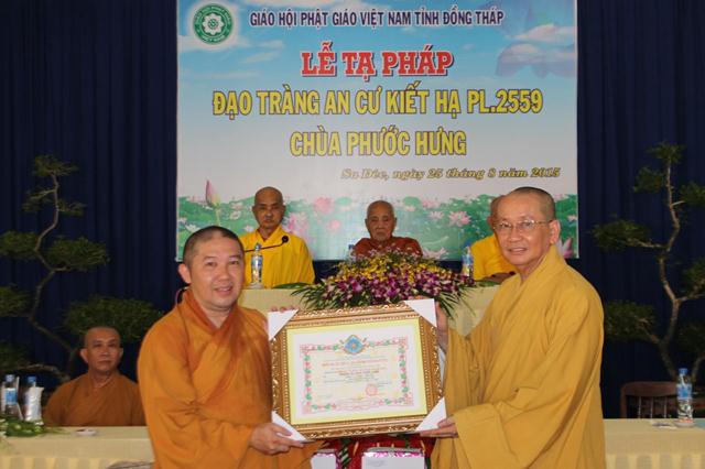 Đồng Tháp: Tạ Pháp Đạo Tràng An Cư Chùa Phước Hưng