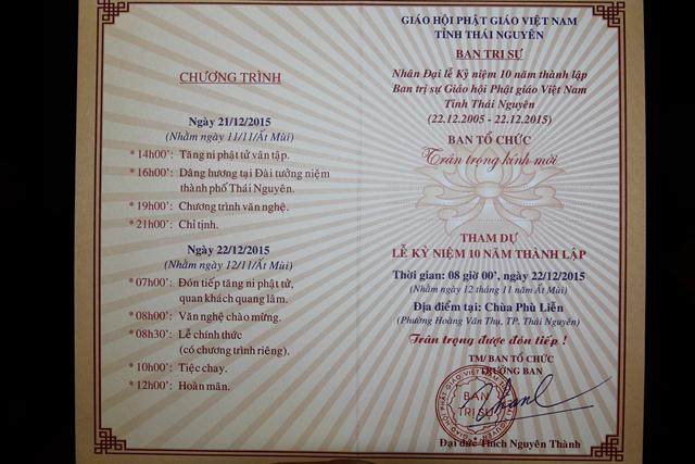 Thái Nguyên: Chuẩn bị kỷ niệm “ Dấu ấn 10 năm thành lập GHPGVN tỉnh Thái Nguyên” (22/12/2005- 22/12/2015)