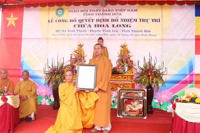 Thanh Hóa: Bổ nhiệm ĐĐ. Thích Tĩnh Hải trụ trì chùa Hoa Long