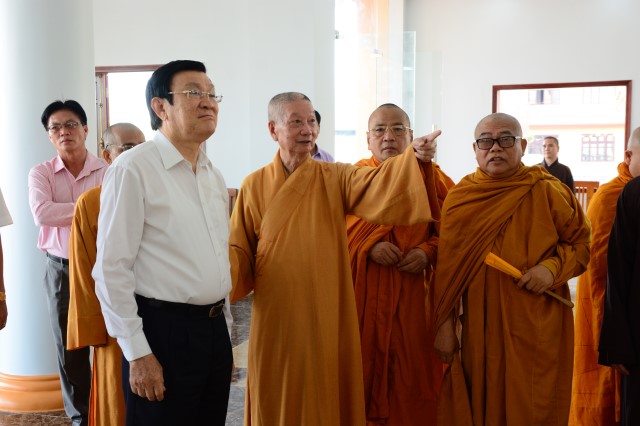 Nguyên Chủ tịch nước Trương Tấn Sang thăm Học viện PGVN tại TP. HCM