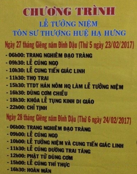 Thành kính tưởng niệm lễ giỗ lần thứ 24 Cố Hòa Thượng khai sơn Tu Viện Huệ Quang
