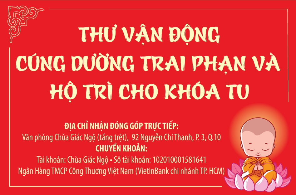 Thư Vận Động Cúng Dường Trai Phạn và Hỗ Trợ Khóa Tu Chùa Giác Ngộ