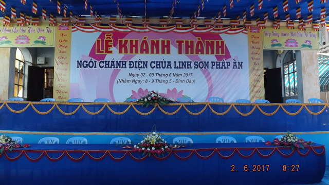 Chùa Linh Sơn Pháp Ấn: Lễ khai kinh mở đầu lễ khánh tạ lạc thành chánh điện.