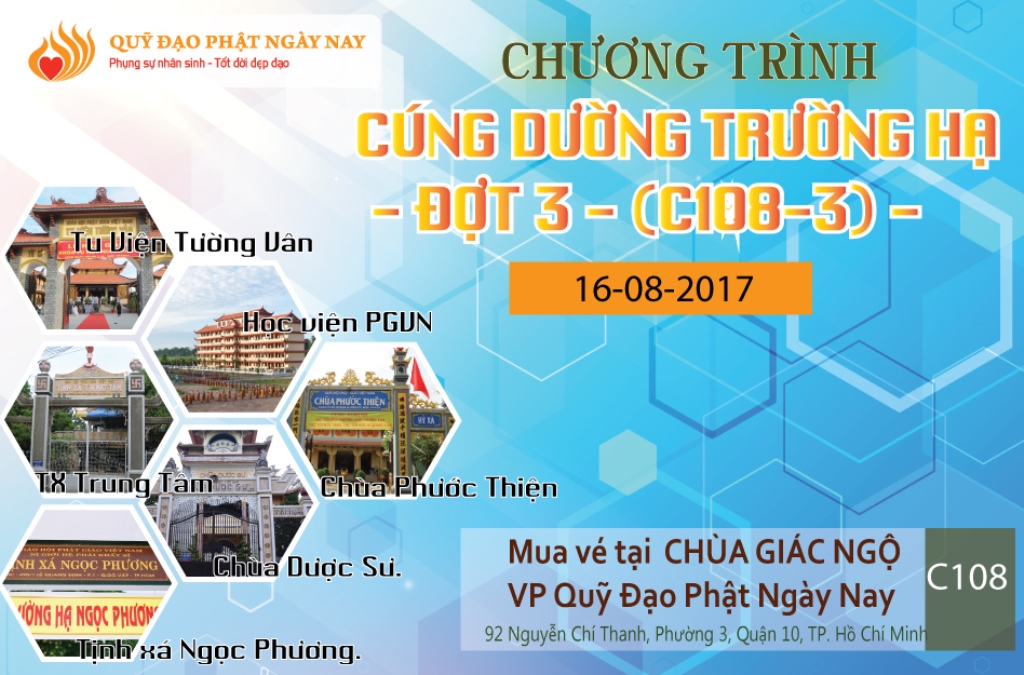 TỔ CHỨC CHƯƠNG TRÌNH  CÚNG DƯỜNG TRƯỜNG HẠ ĐỢT 3, NGÀY 23/8/2017 (C108-3)