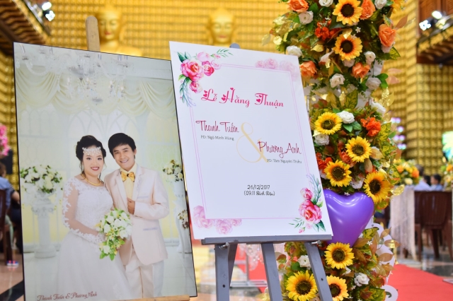 Chùa Giác Ngộ: Trang nghiêm lễ hằng thuận của Thanh Tuấn và Phương Anh
