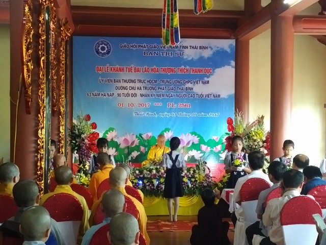 Thái Bình: Khánh tuế chúc mừng HT. Thích Thanh Dục tròn 90 tuổi