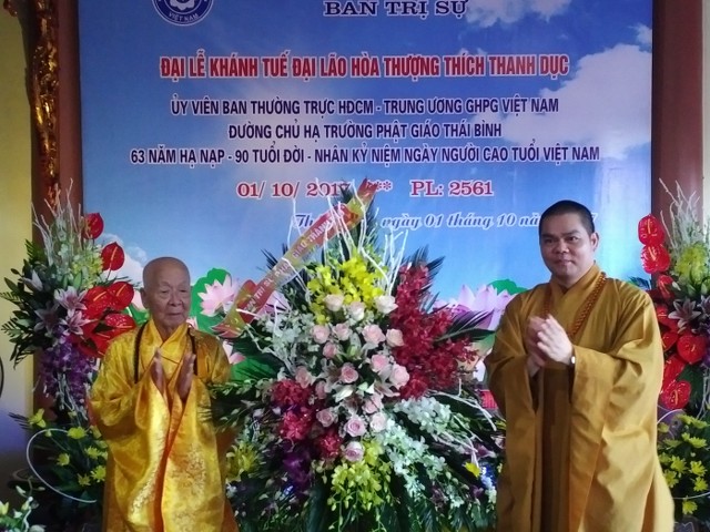 Thái Bình: Khánh tuế chúc mừng HT. Thích Thanh Dục tròn 90 tuổi