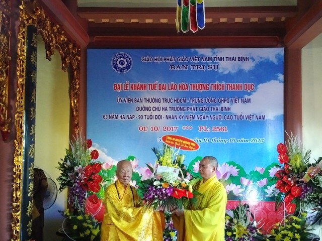 Thái Bình: Khánh tuế chúc mừng HT. Thích Thanh Dục tròn 90 tuổi