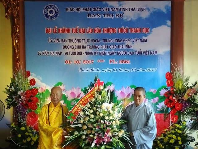 Thái Bình: Khánh tuế chúc mừng HT. Thích Thanh Dục tròn 90 tuổi