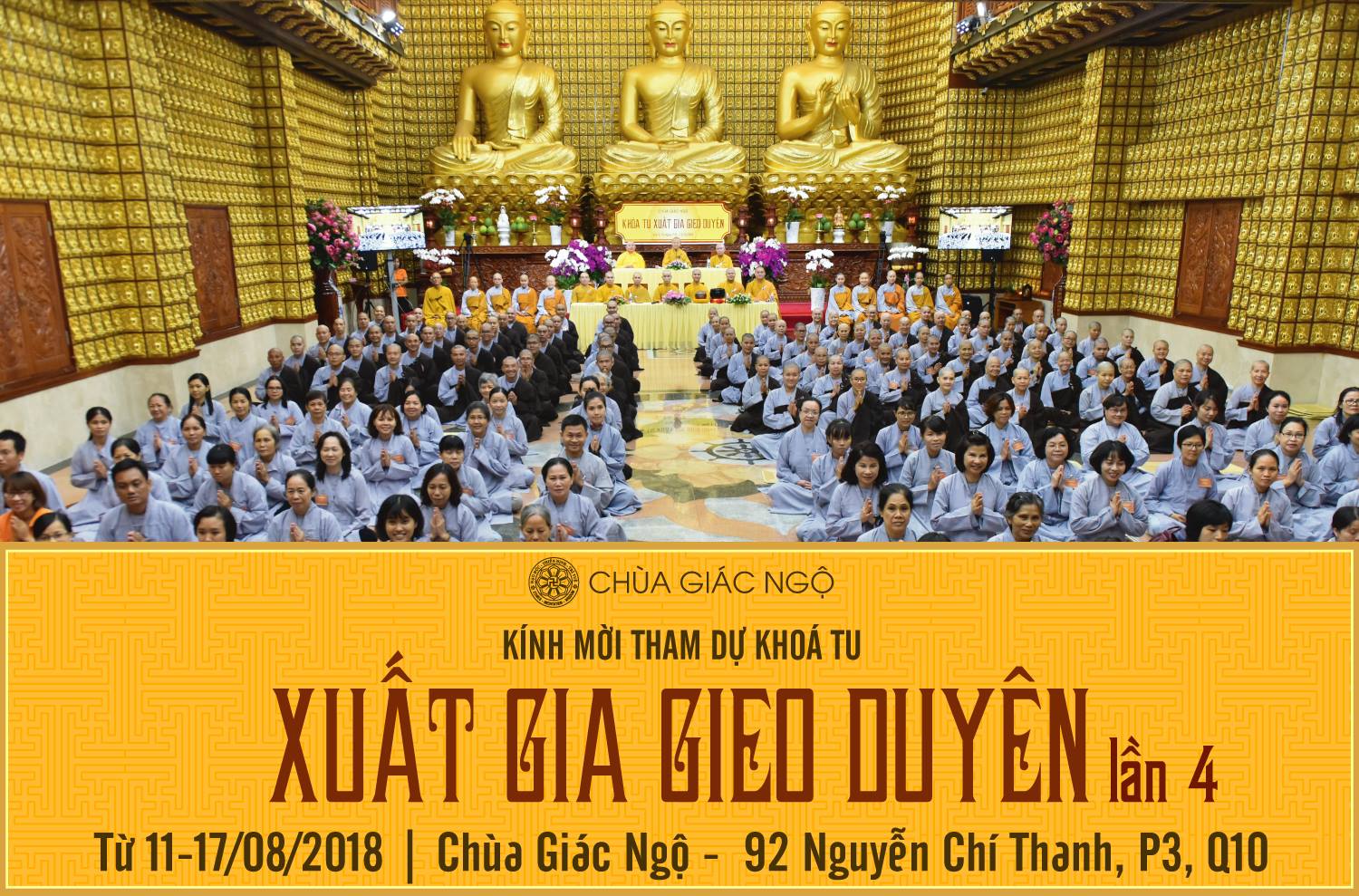 Chùa Giác Ngộ: Đăng ký tham dự khóa tu &quot;Xuất Gia Gieo Duyên&quot; lần thứ 4 từ 11-17/8/2018