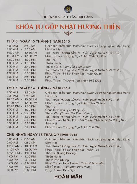 Khóa tu &quot;Góp nhặt hương thiền&quot; do thiền viện Trúc Lâm Đại Đăng (Hoa Kỳ) tổ chức tại San Jose 2018