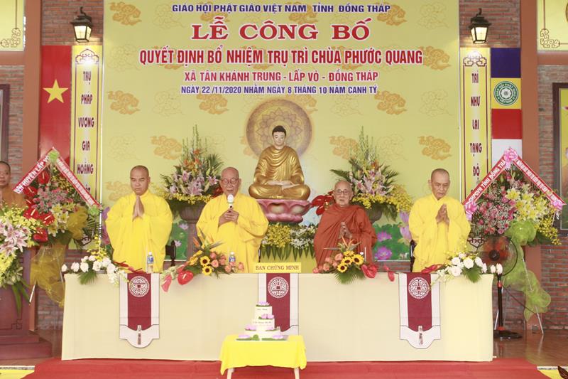 Đồng Tháp: Lễ Công bố quyết định Bổ nhiệm Trụ trì chùa Phước Quang, huyện Lấp Vò