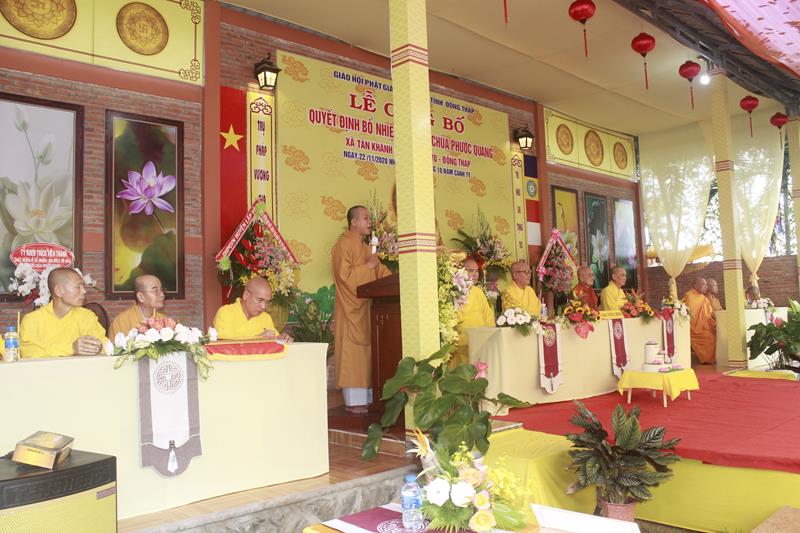 Đồng Tháp: Lễ Công bố quyết định Bổ nhiệm Trụ trì chùa Phước Quang, huyện Lấp Vò