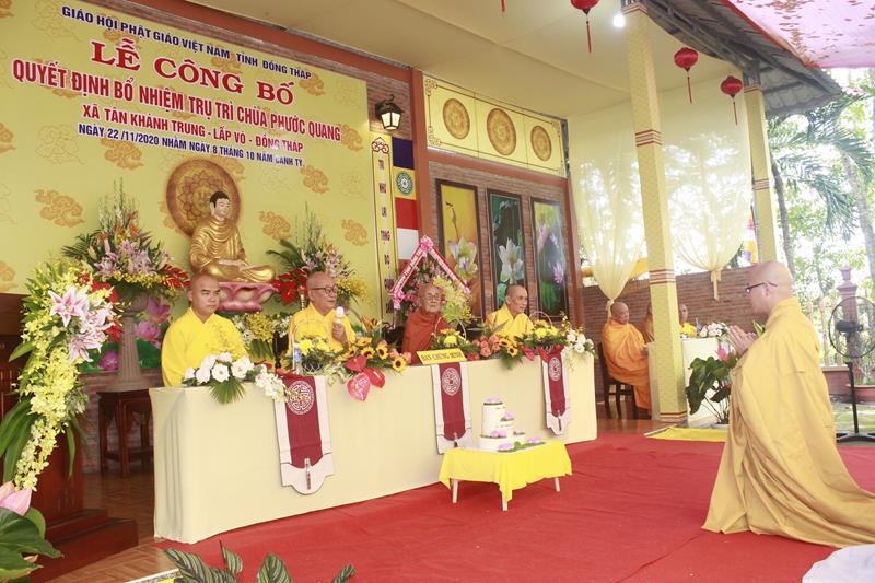 Đồng Tháp: Lễ Công bố quyết định Bổ nhiệm Trụ trì chùa Phước Quang, huyện Lấp Vò