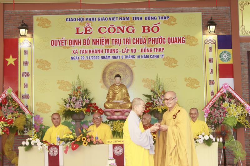 Đồng Tháp: Lễ Công bố quyết định Bổ nhiệm Trụ trì chùa Phước Quang, huyện Lấp Vò