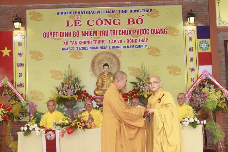 Đồng Tháp: Lễ Công bố quyết định Bổ nhiệm Trụ trì chùa Phước Quang, huyện Lấp Vò