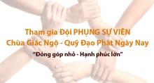 Thư mời tham gia PHỤNG SỰ VIÊN Chùa Giác Ngộ - Quỹ Đạo Phật Ngày Nay