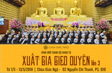 Đăng ký tham dự khóa tu "Xuất Gia Gieo Duyên" tại chùa Giác Ngộ, từ 7-13/5/2018