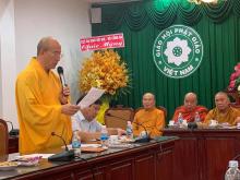 ĐĐ. Thích Trúc Thái Minh báo cáo phương hướng hoạt động Phật sự năm 2019